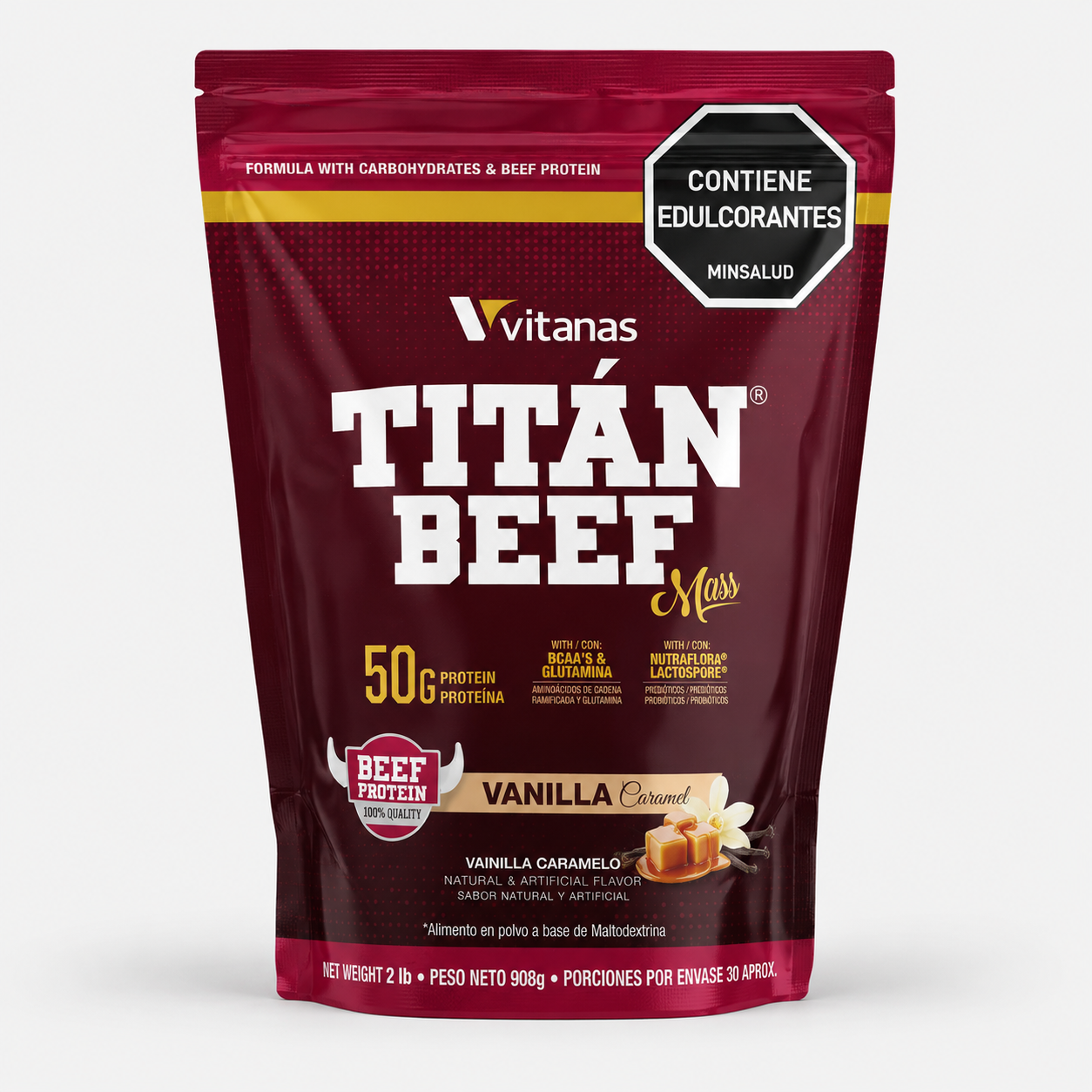 Titán Beef Mass x 2 Libras – Vanilla Caramel - Vitanas